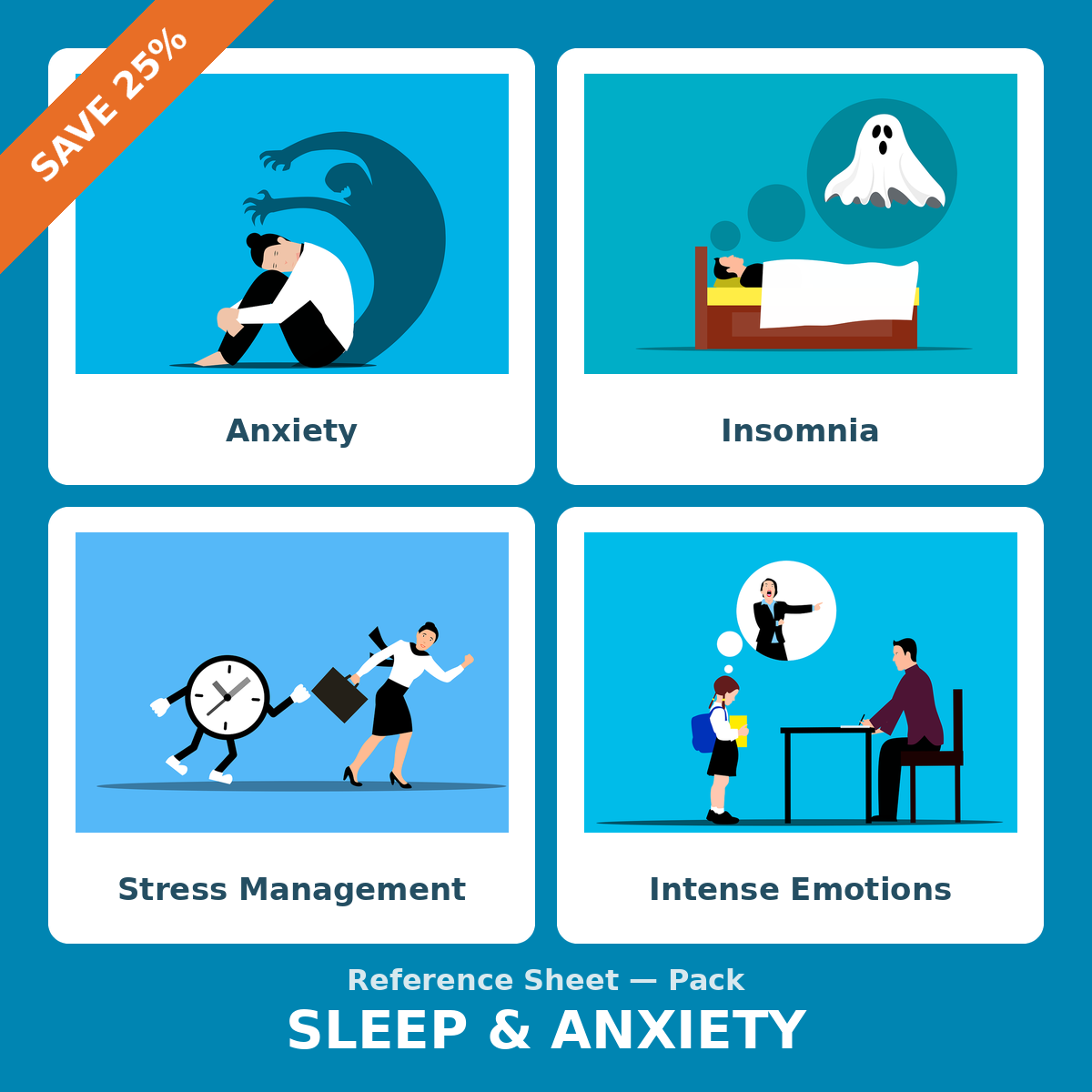 Sleep & Anxiety Pack – 4 Professional Reference Sheets