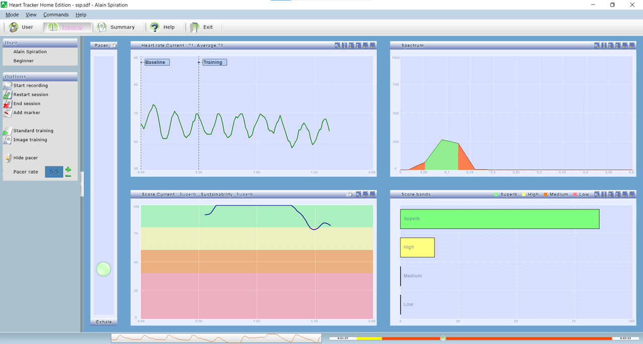 Heart Tracker real-time training screen